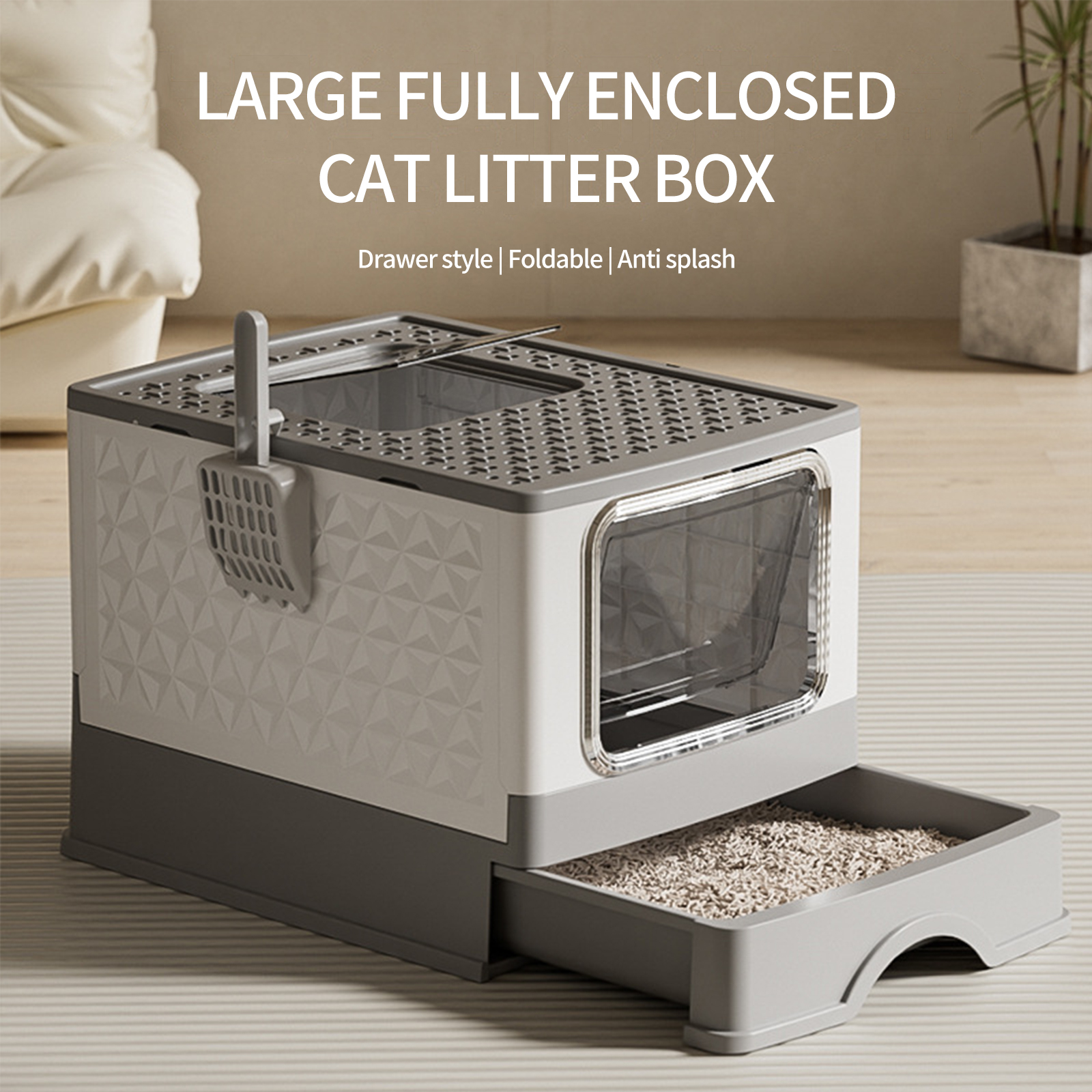 Cat litter box, extra large drawer style, splash proof, fully enclosed, cat pet supplies, source manufacturer, agency, wholesale