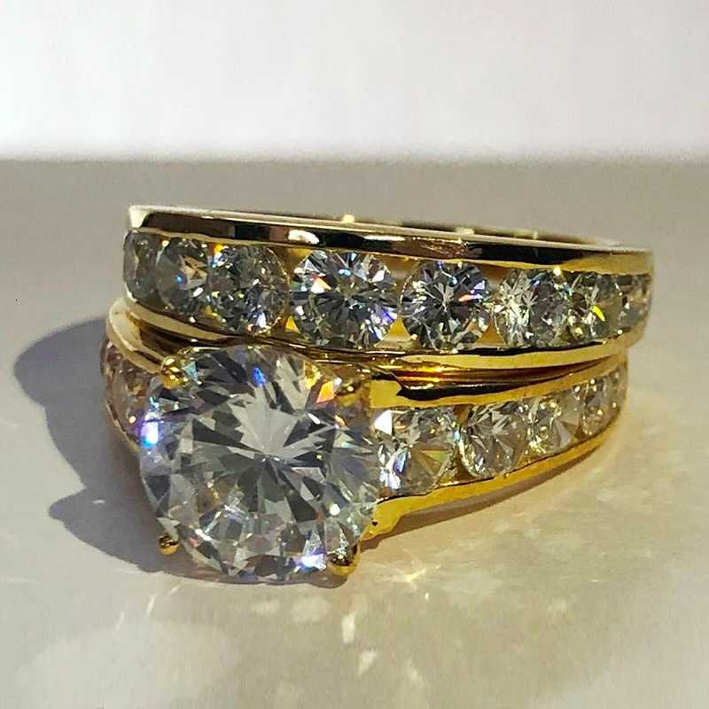 8 New Trendy Wedding Rings for Women Luxury Inlaid AAA Cubic Zirconia Double Stackable Rings Party 2Pcs Set Fashion Jewelry y250730
