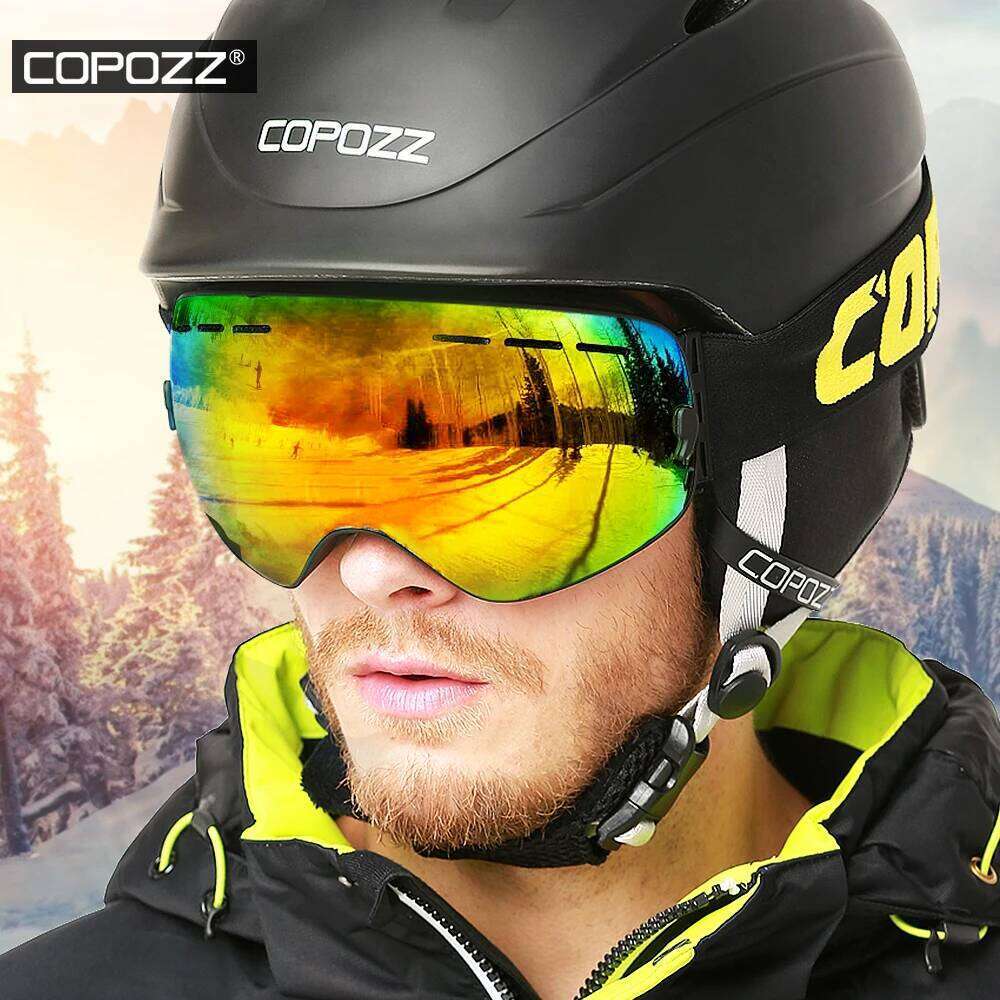 COPOZZ With Box Case Ski Mask Uv400 Anti-Fog Snow Goggles Big Spherical Skiing Snowboarding For Women Men