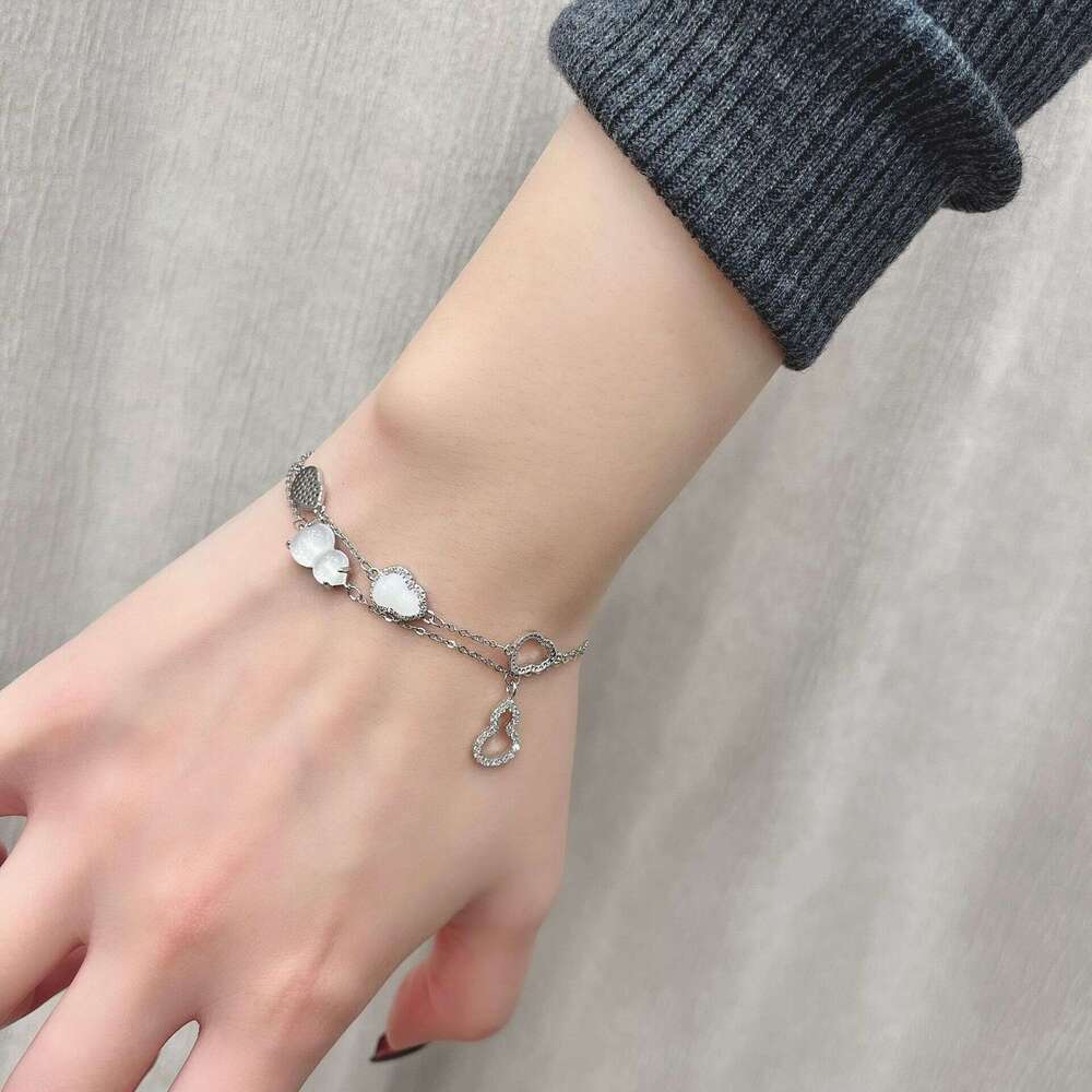 Chalcedony Water Drop Inlaid Zircon Fortune Gourd Bracelet Brightening Exquisite Versatile High-end Feel a41