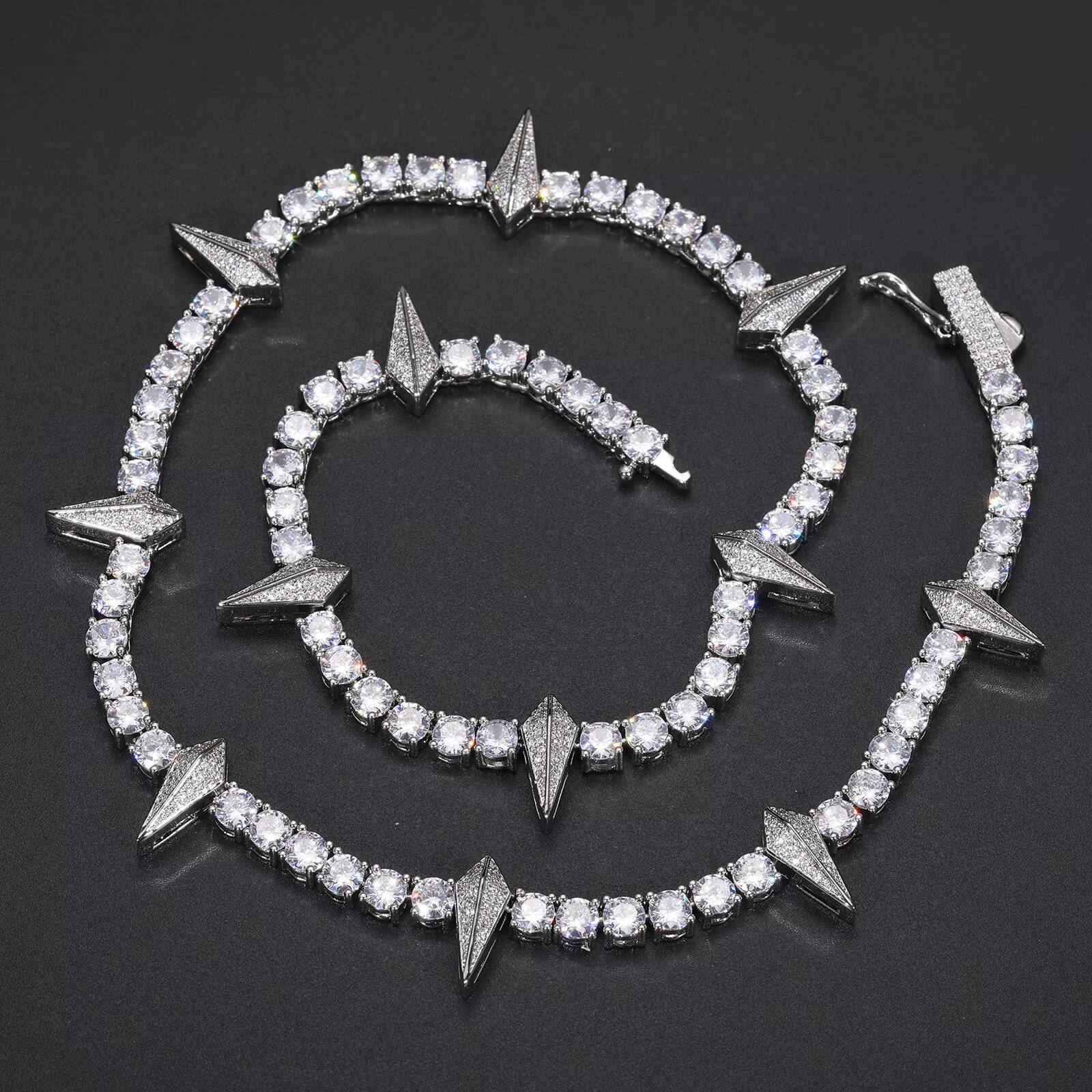 Fine Jewelry Bling 5mm White Gold Plated 925 Sterling Silver VVS Moissanite Diamond Iced Out WAKANDA Tennis Chain Necklace