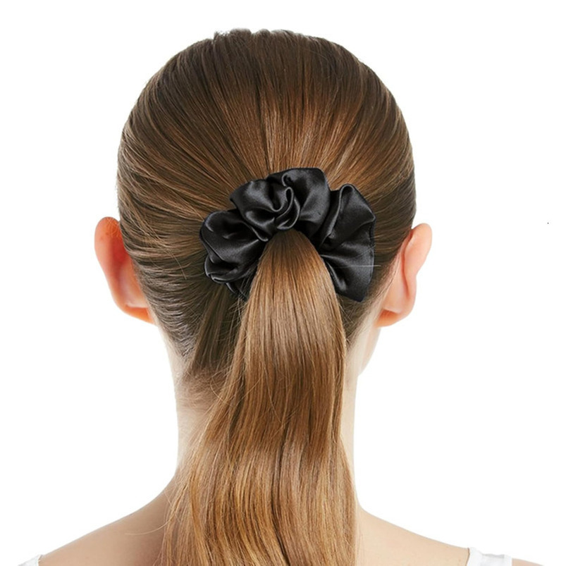 LILYSILK Scrunchies for Frizz&Breakage Prevention, 100% Mulberry Hair Ties No Damage, Elastic Silk ponytail Holders, 1Pc, Black