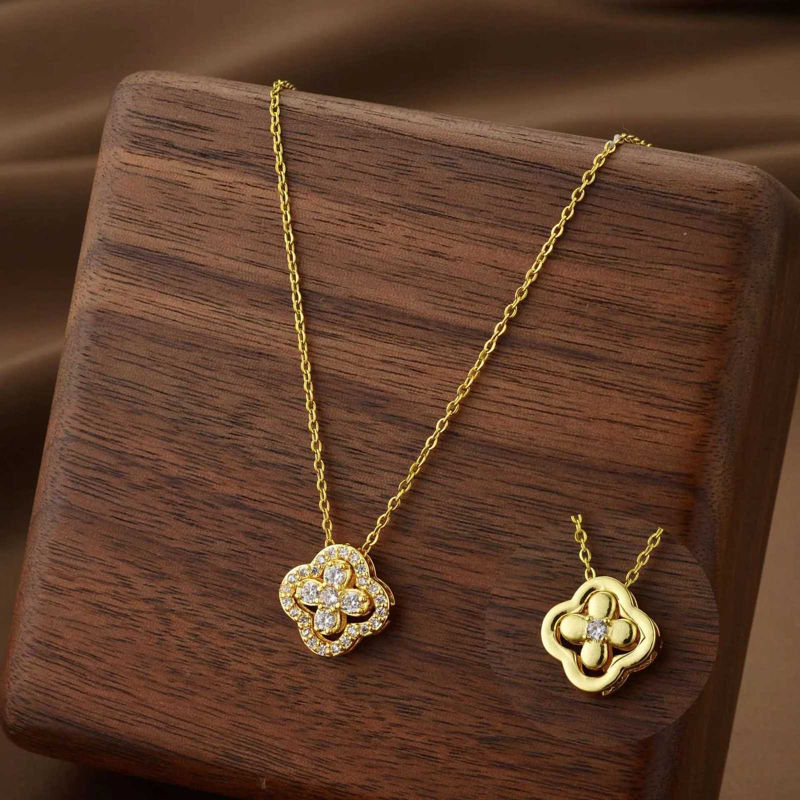 ZAKOL Lucky Four-leaf Clover CZ Necklace For Womens Dynamic Fashion Birthday Gift Clavicle Chain Versatile Fashion Accessories G250916