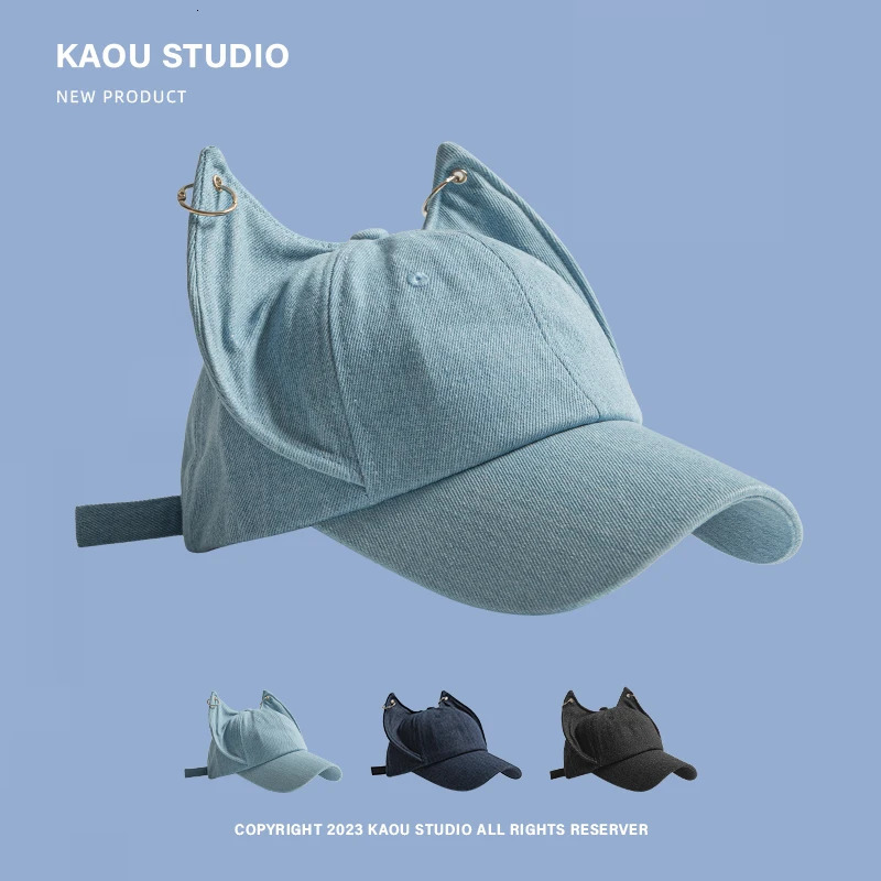 Niche Y2k Personality Cute Fox Ears Cowboy Baseball Cap Mens and Womens Metal Buckle Trend Sunshade Adjustable Hip Hop Hat 250730