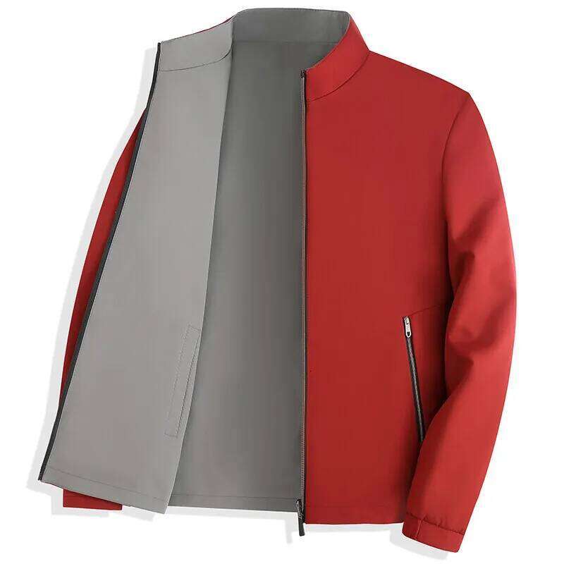 Business Casual Men's Stand Collar Double-Sided Wearable Jacket 2025 Spring Autumn Solid Coats Outwear Windbreaker Tops Clothing MDNG