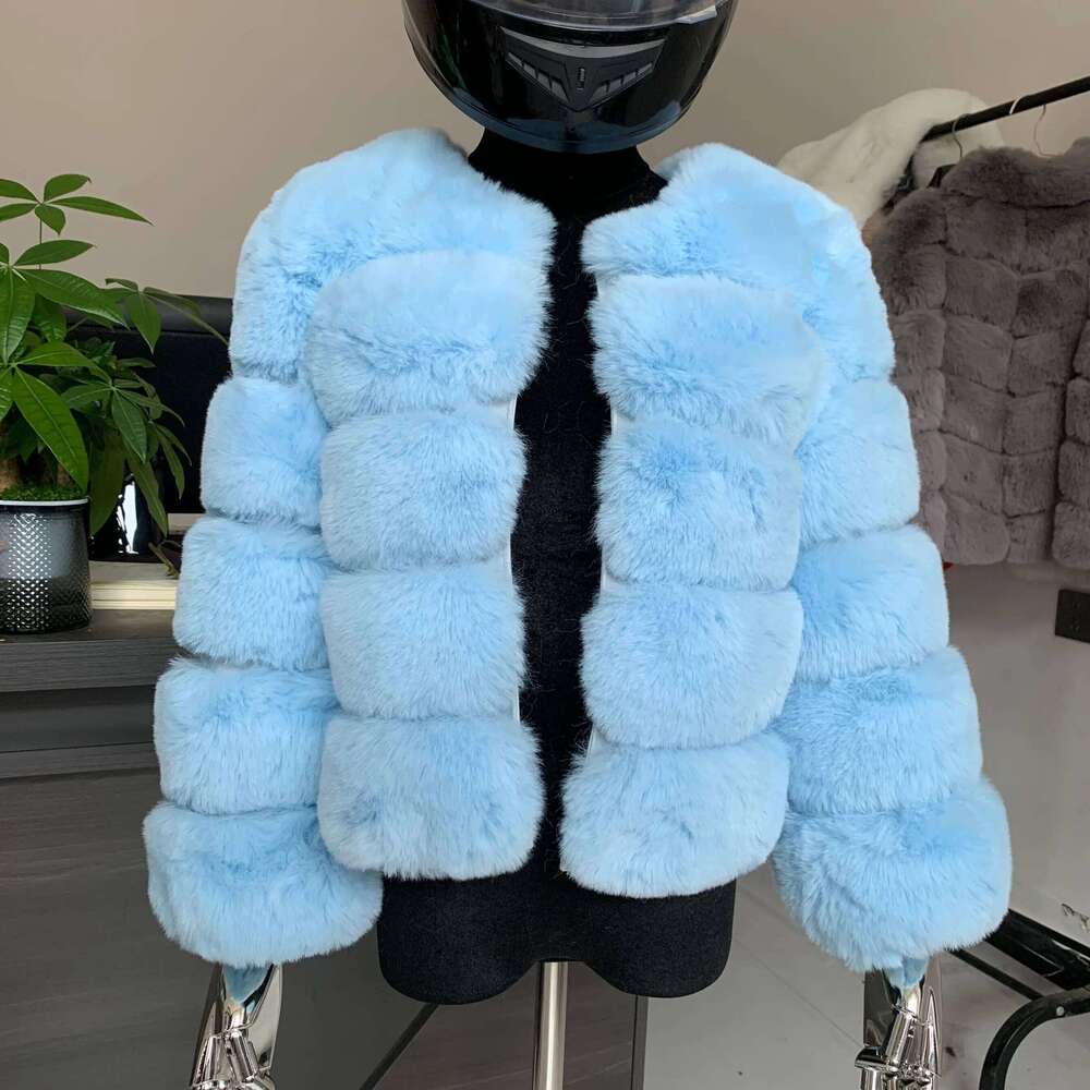 LHXDW Winter women faux fur coat new Fox fur coat short Fake fur jacket furry fluffy jacket luxury