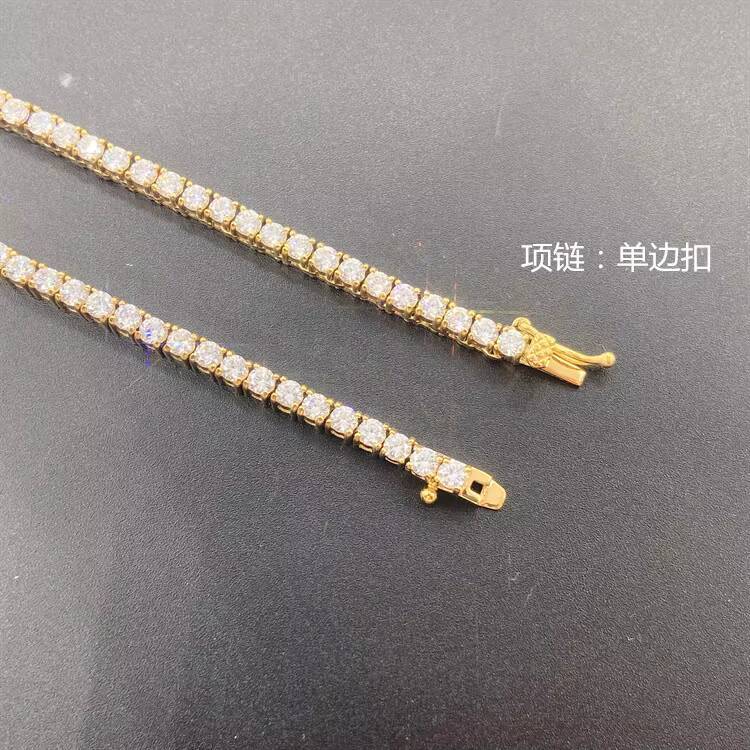 2025 Wholesale 5mm Premium Cluster Tennis Chain Choker Necklace for Women Gold Plated Iced Out CZ Diamond Trendy Style