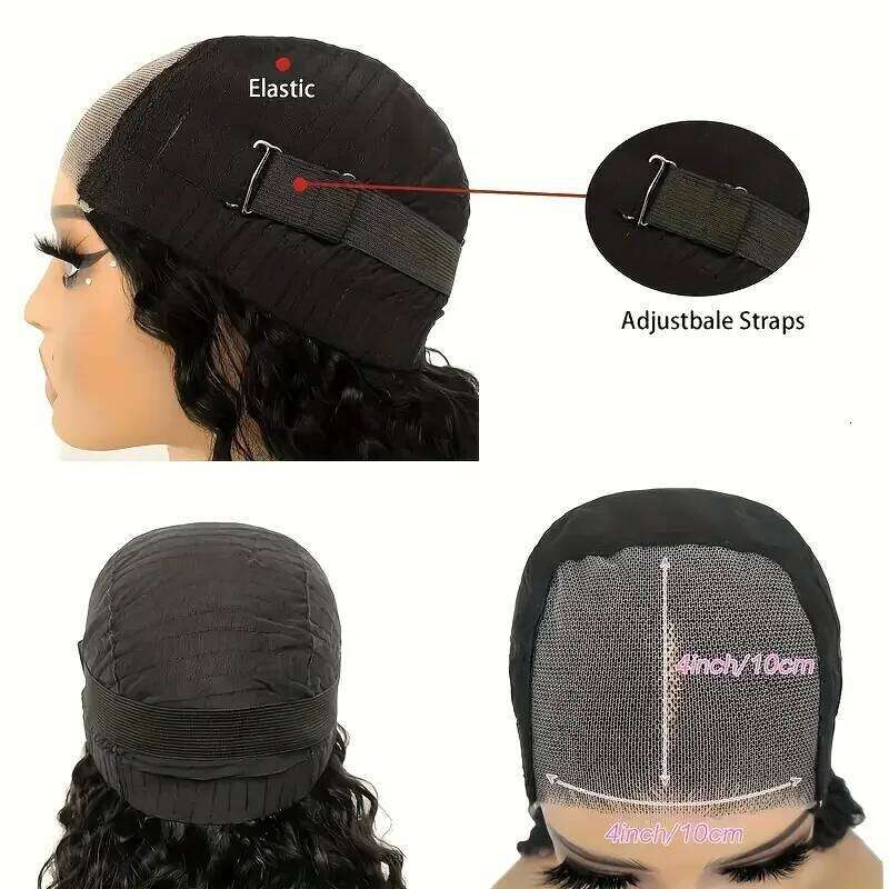 Put On And Go Glueless Bob Wigs Human Hair For Women Plucked Pre Cut Ready To Wear Kinky Synthetic Curly Lace Front Wig