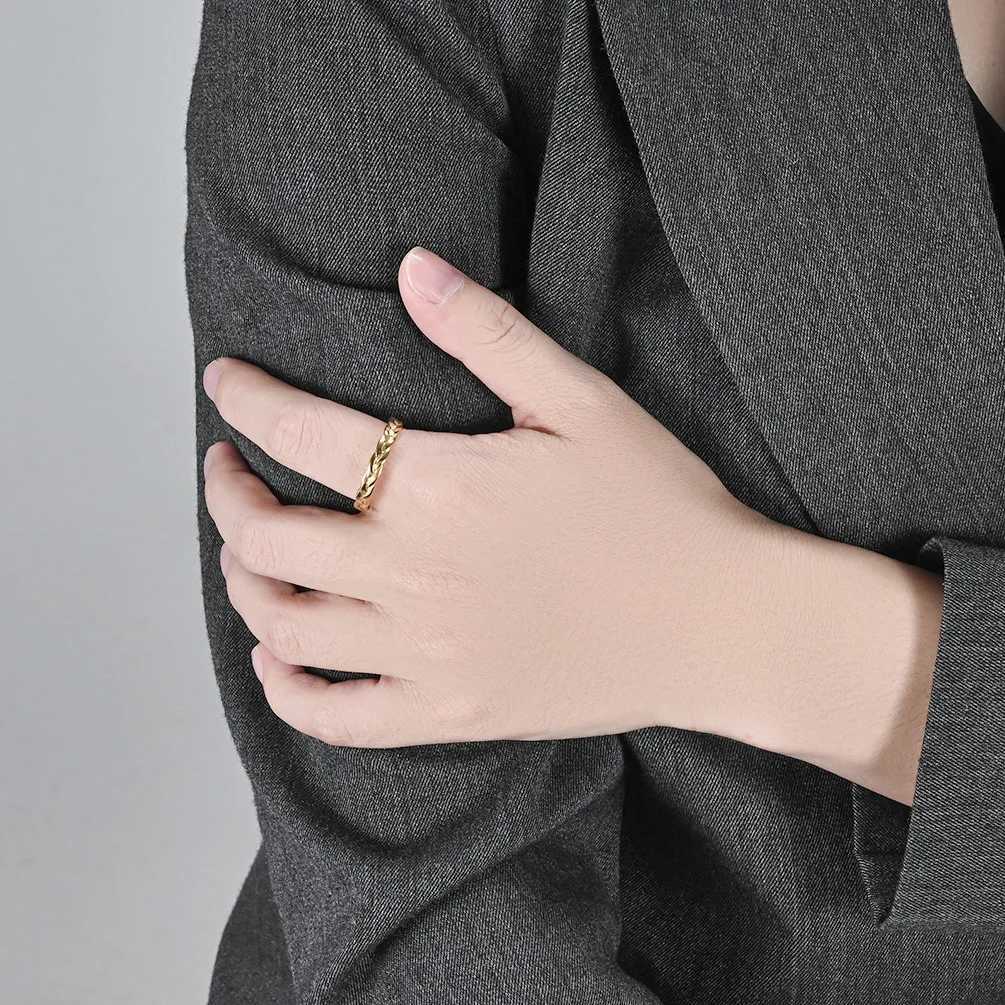 4mm Stainless Steel Link Chain Ring Woven Rings for Women Jewelry Size 5-10 y250730