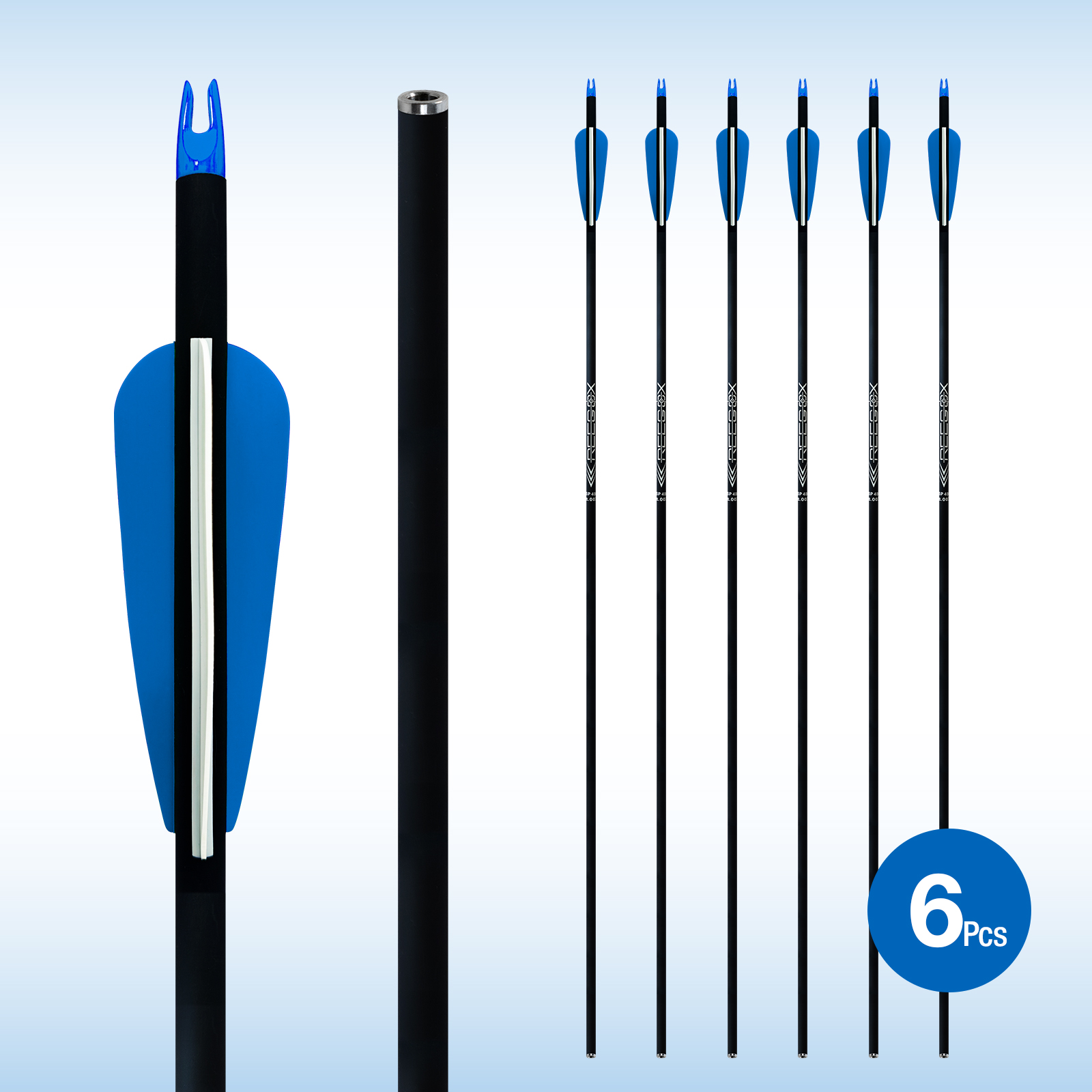 Hunting Arrows 30inch 6.2mm Carbon Arrows for Archery Targeting Arrows 6Pcs