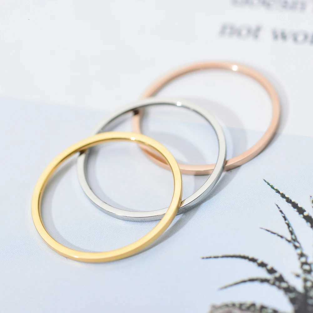 1mm ZMZY Round Rings For Women Thin Stainless Steel Wedding Ring Simplicity Fashion Jewelry Wholesale y250730