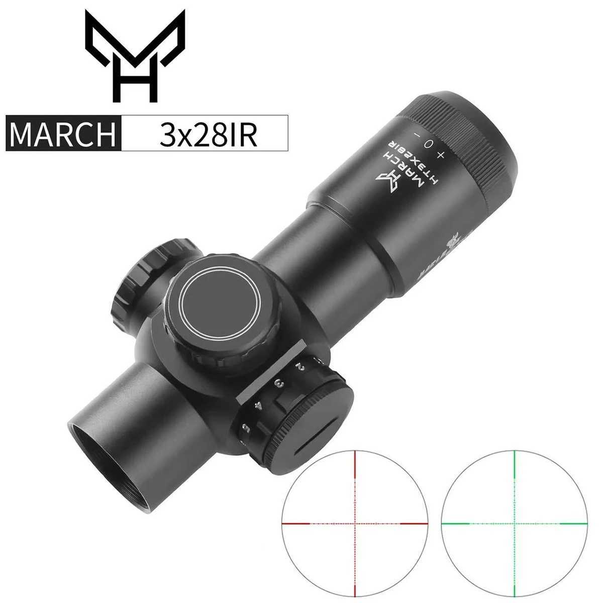 Tactical March HT 3X28IR Riflescope Optics Sight Red Green Illuminated Airsoft Outdoor Sport Hunting Shooting Sight Scope R250730