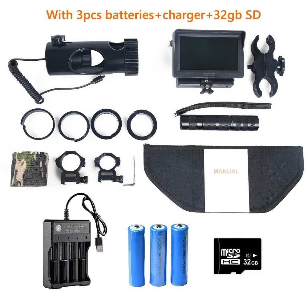 Hunting Riflescope Night Vision IR Optics Sight Scope Camera with 850nm Infrared LED Display Tactical DIY Night Vision Device R250730