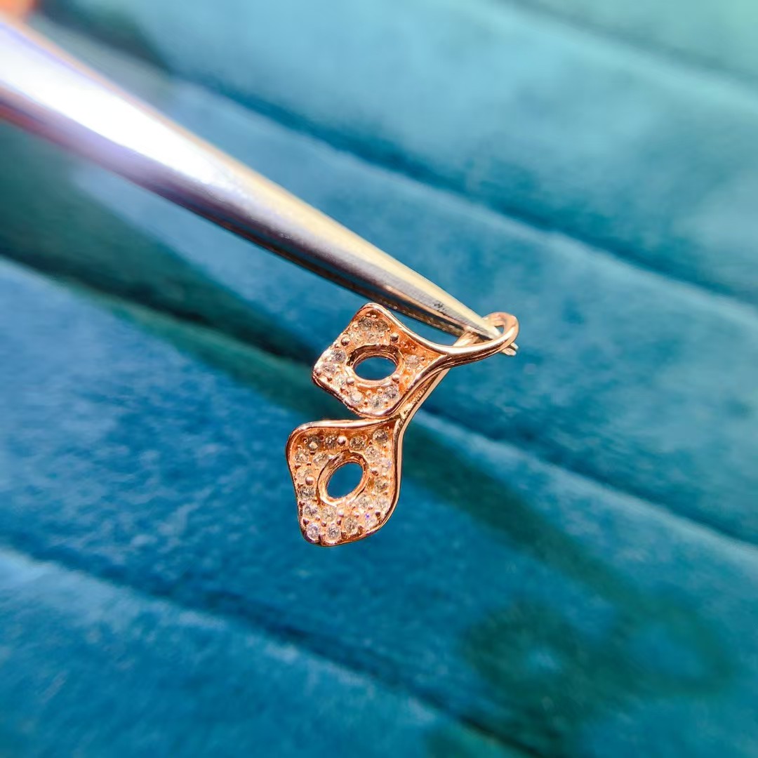 925 silver Semi Mount gemstone pendant setting with 18K gold plating 3mm*4mm gemstone Pendant tray for jewelry making