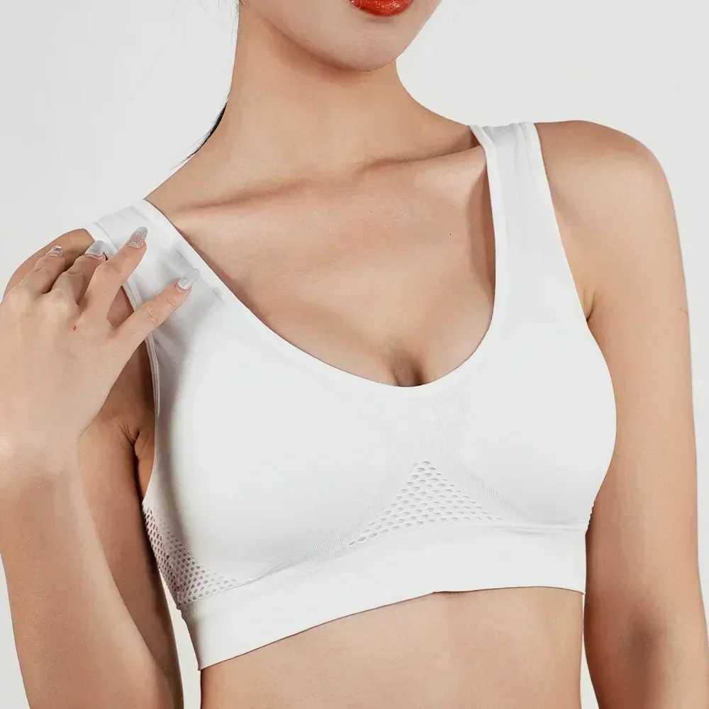 Womens ShoCKproof Sports Bra Tops Running Fitness Gym Mesh Hollow Removable Pad Underwear Wireless Bras Push Up Bralette Z250730