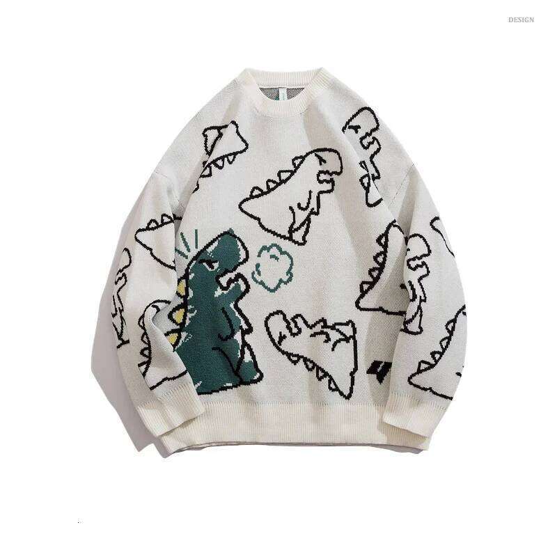Designer Clothing FGKKS Sweater Men Haruku Fashion Knitted Hip Hop Dinosaur Cartoon Pullover O-Neck Oversize Casual Couple Male Sweaters