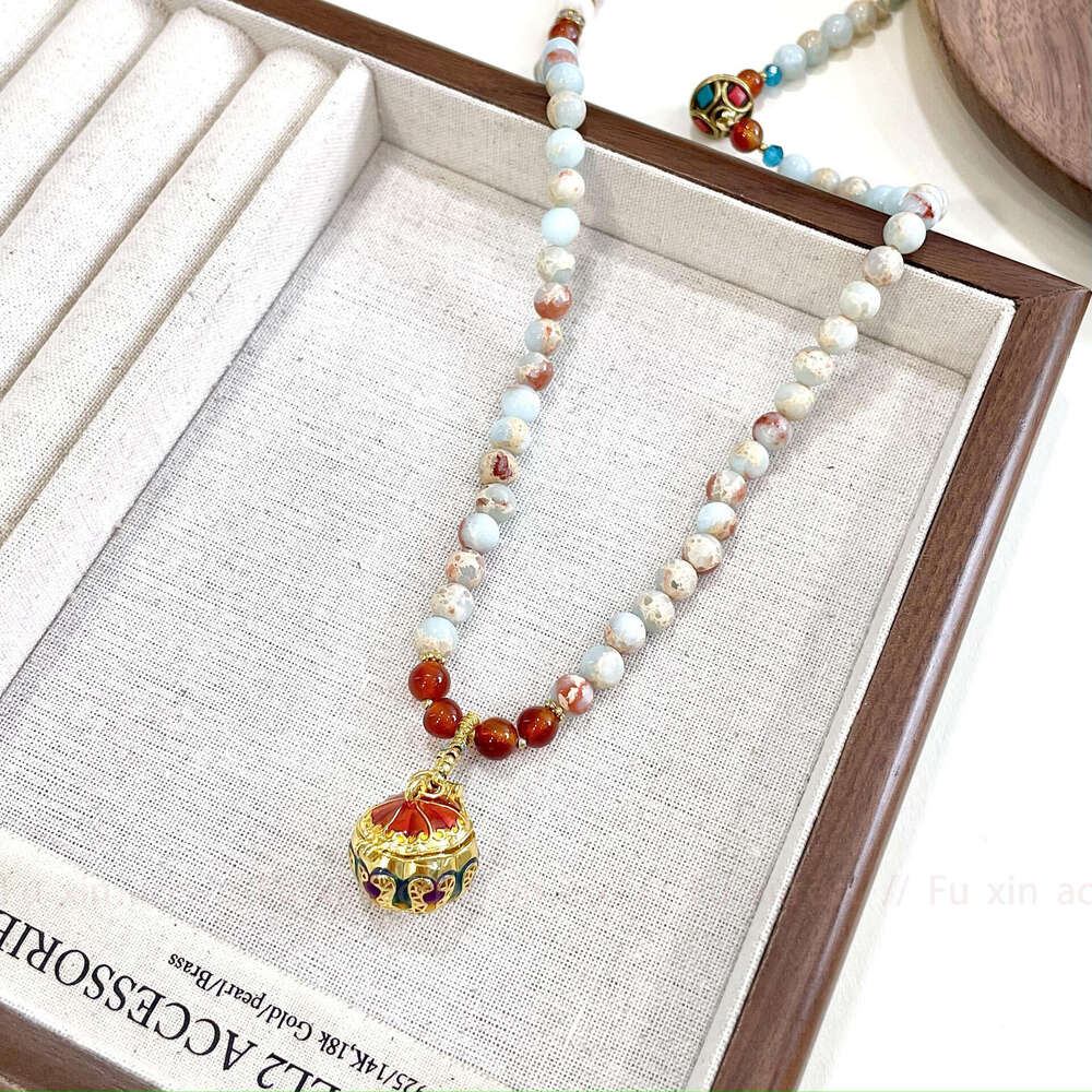New Chinese Style National Trend Light Niche Natural Crystal Jade Necklace Women's Bracelet Accessories Incense Burner Openable 630