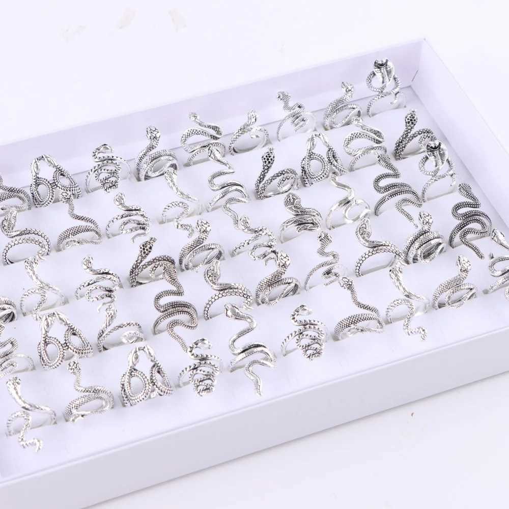 10Pcs/Lot New Fashion Punk Animal Snake Opening Rings For Men Women Gothic Mixed Style Jewelry Party Gifts y250730