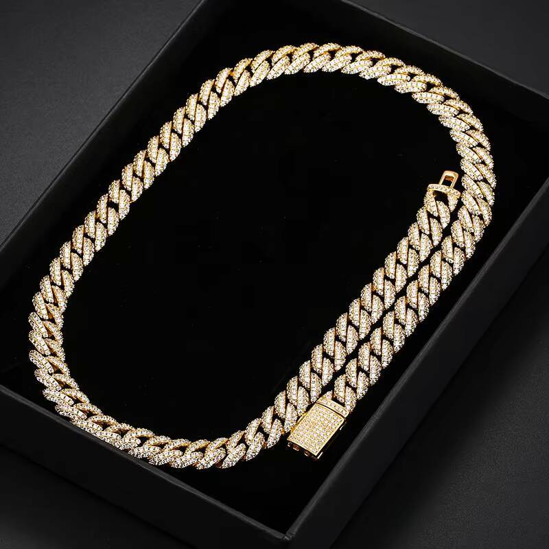 Wholesale Iced Out 10mm Silver VVS Moissanite Cuban Link Chain Hip Hop Lab Grown Moissanite Diamond Cuban Chain Necklace