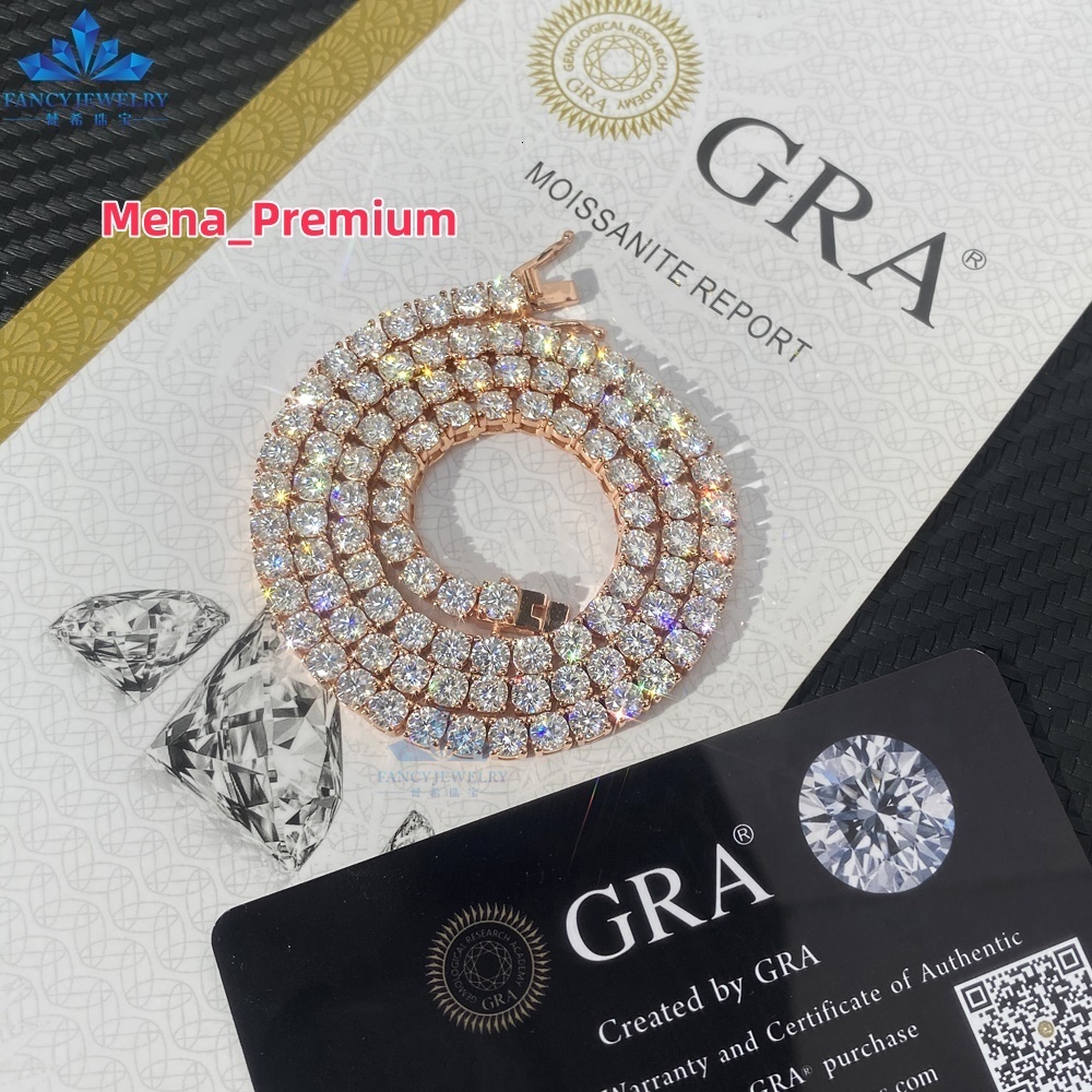 Cheapest Price Fine Jewelry Hip Hop VVS Moissanite 10k 14K Gold Plated S925 Link for Men Women 2mm Moissanite Tennis Chain