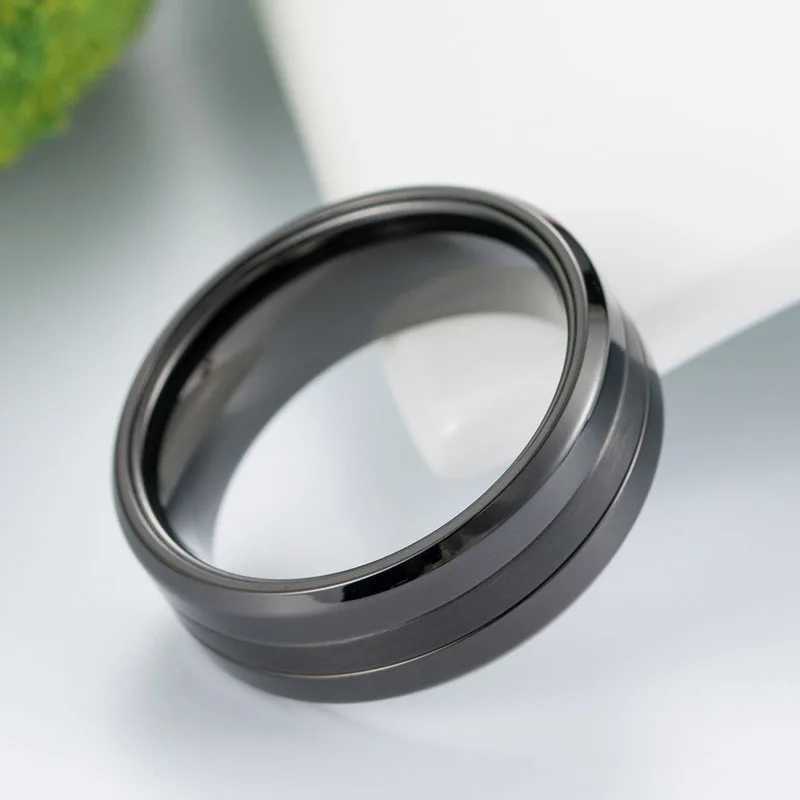 Simple High Polished Matte Finished Combination Ring for Men Black / Silver Color Stainless Steel Ring Mens Jewelry y250730