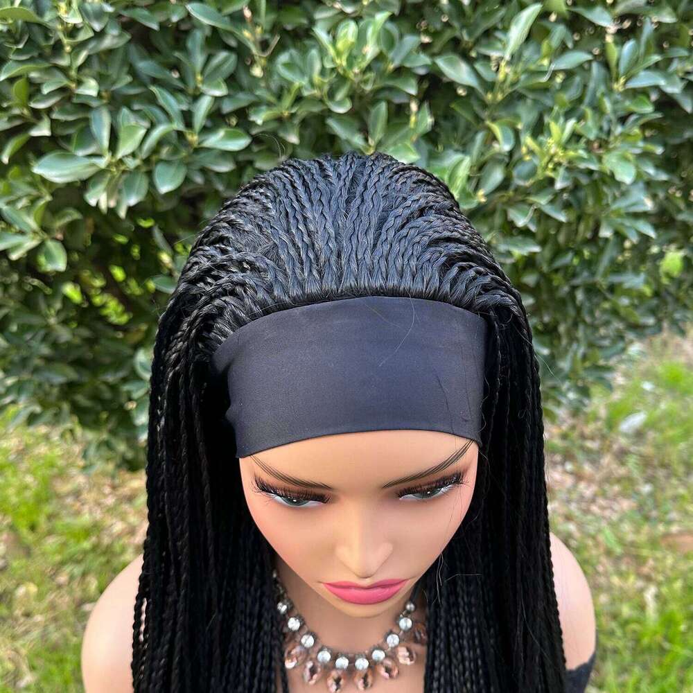 Ombre Brown Long Headband Box Braids Braided African Dreadlock Wig Synthetic Braiding Beauty Hair Wigs For Women/Men