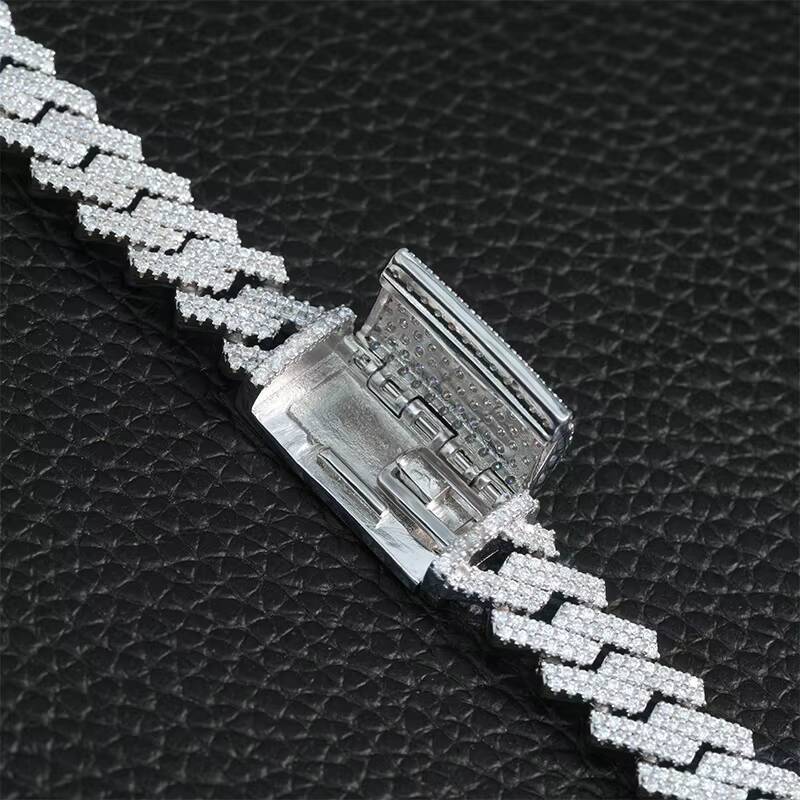 Luxury Men Hip Hop Iced Out Fine Jewelry S925 Silver VVS 10MM Moissanite Cuban Link Chain Necklace