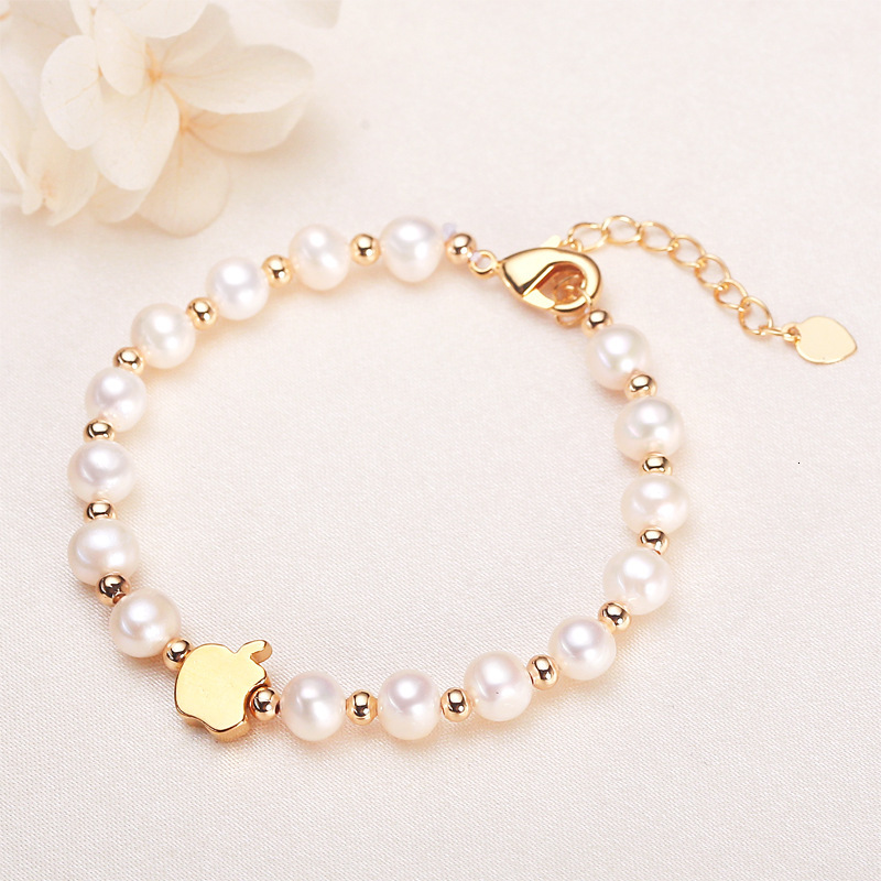 Niche Apple Design Designer Bracelet Bracelet For Madam Women Elegant Versatile Near Round Freshwater Genuine Pearl Bracelet Copper Gold Plated