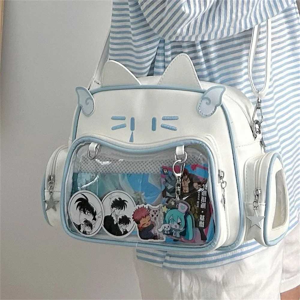 New FAshion Lovely Ear PU Leather Backpack Y2k KAWaii Transparent Ita-Bag Women Shoulder Bags Teenage Travel Bagpack Y250730