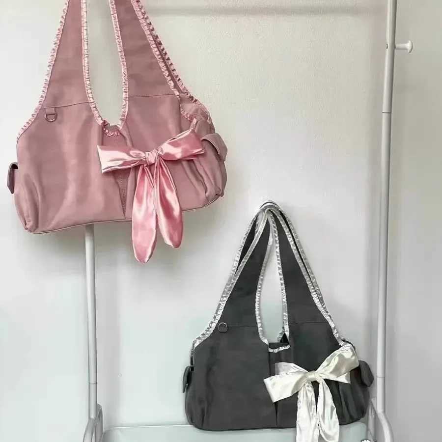 Cute Female 2024 Summer New Niche Bowknot Shoulder Bag Large Capacity Tote Fashion Armpit Tote Bag Ladies Daily Shopping Bag Y250730