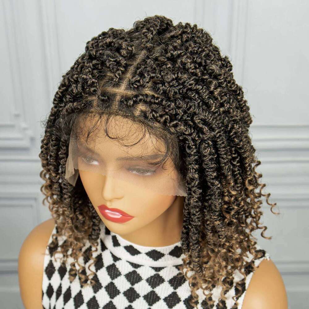 1B-27 Short Synthetic For Black Women Knotless Passion Braided Lace Twist Human Hair Spring Wig With Baby Hair