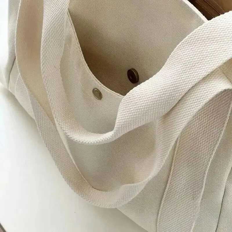 Canvas Womens Shoulder Bag Large Capacity Multiple Outer Pocket Zipper Tote Bag Student Handbag Shopping Y250730