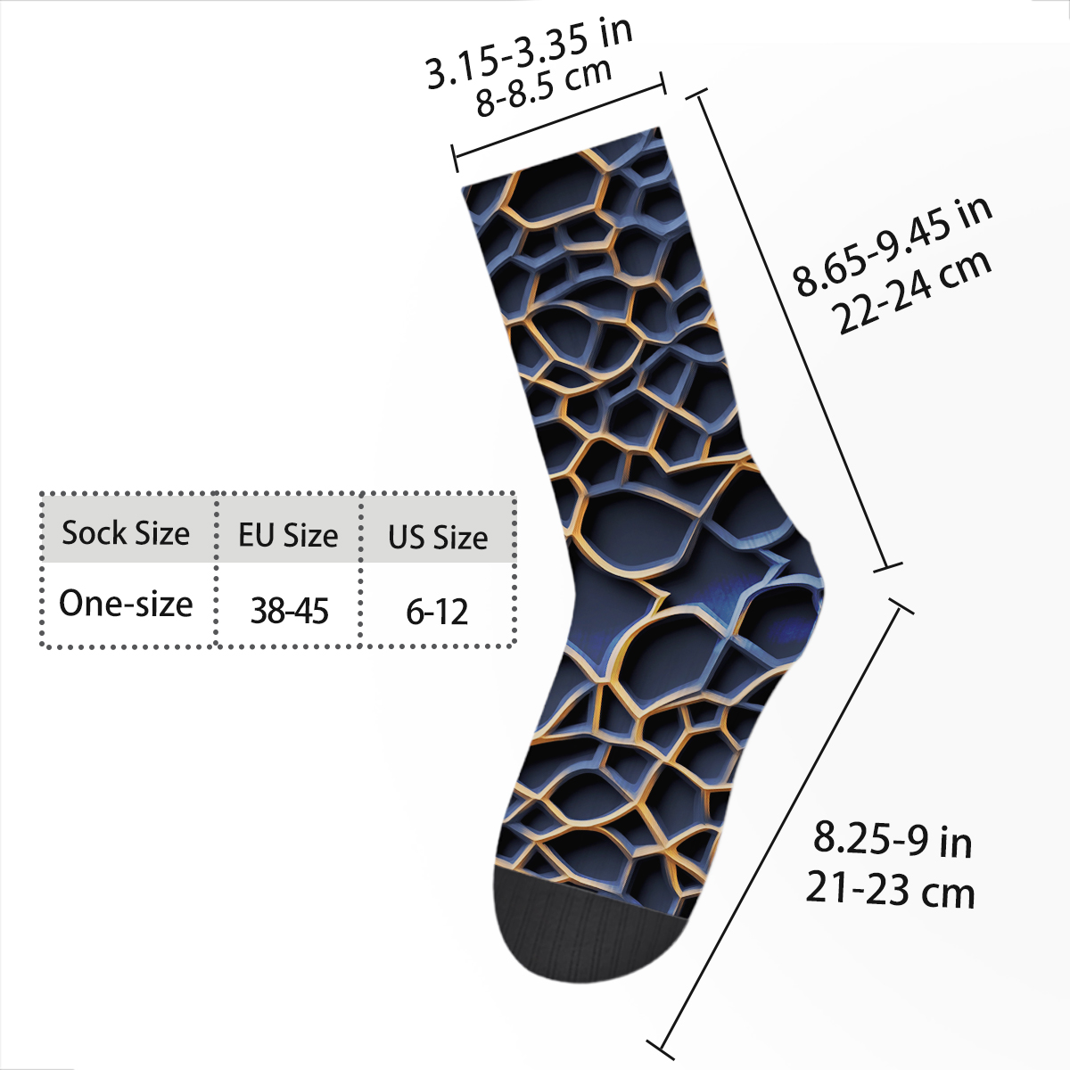 Geometric Honeycomb Pattern Unisex Tube Designer Sock C109