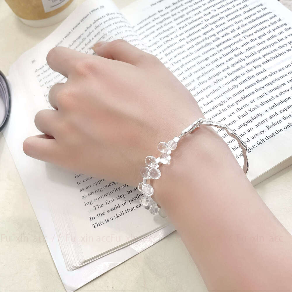 Transparent Beaded Cool Half Chain Fresh Sweet for Women Light Niche Design Exquisite Versatile Bracelet d46