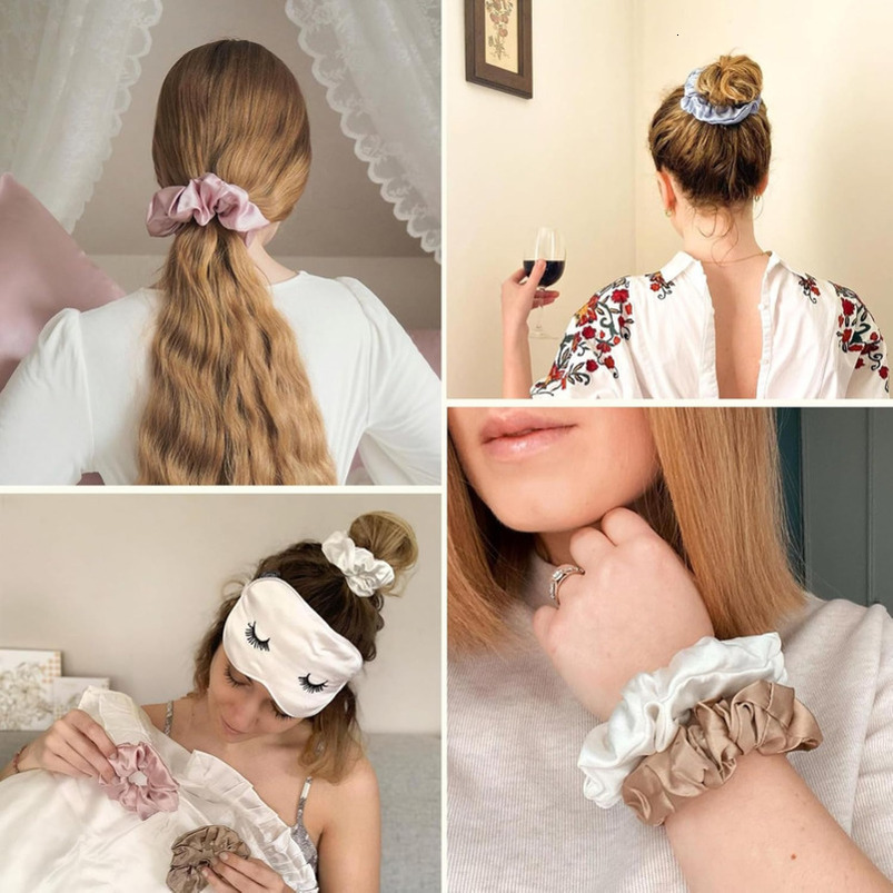 LILYSILK Scrunchies for Frizz&Breakage Prevention, 100% Mulberry Hair Ties No Damage, Elastic Silk ponytail Holders, 1Pc, Black