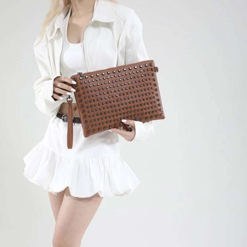 Retro Small Rivets PU Leather Shoulder Bag For Women 2025 New Punk Style Handbags And Purses Females Crossbody Bags