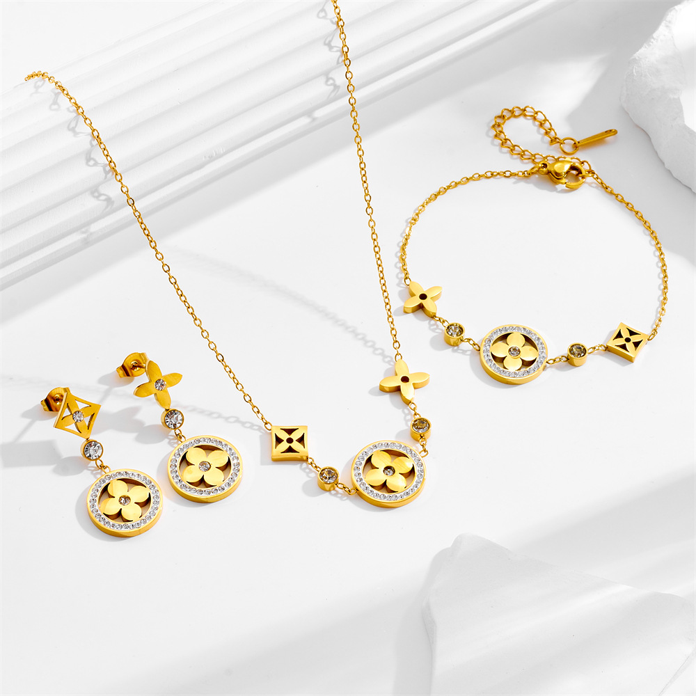 Designer Earrings For Women's Earrings Titanium Steel Colorless Necklace Bracelet Earrings Collection Personality Simple Style Fashionable Luxury