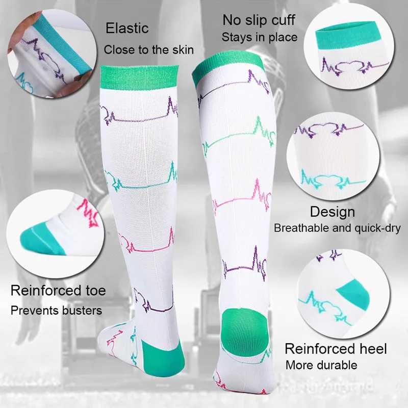 58 Styles Compression Socks Fit For Men Women Nurse Medical Edema Diabetes Varicose Veins Running Hiking Breathable Sports Socks Z250731