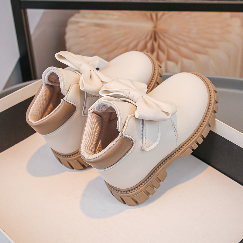 Korean Girls Martin Boots Big Bow Decoration Sweet Cool Girls Autumn and Winter Shoes