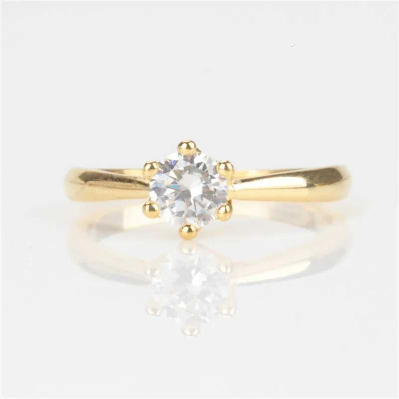 1456 CC Simple Rings For Women Silver-Plated Cubic Zirconia Round Stone Classic Jewelry Bridal Wedding Engagement Rings y250730