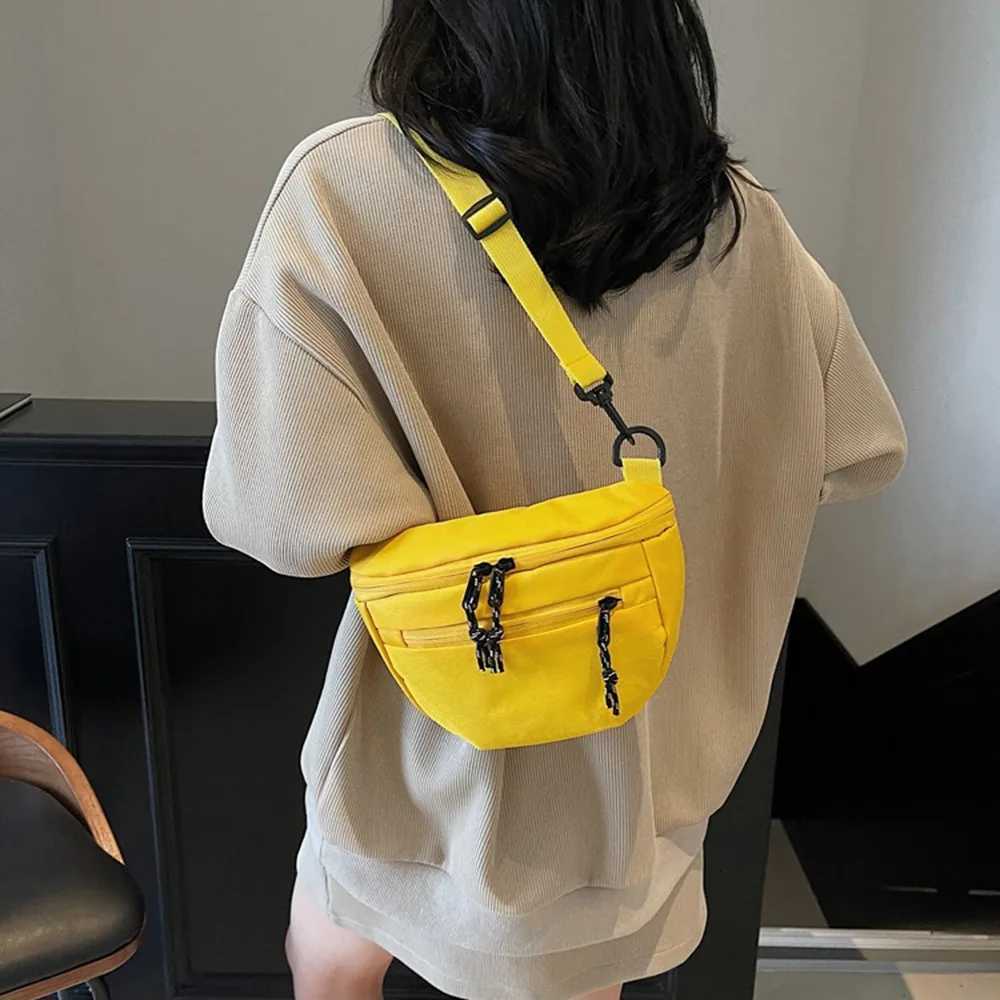 Korean Style Nylon Half Moon Bags Large Capacity Waterproof Dumpling Shoulder Bag Casual All-match Sports Crossbody Bag Unisex Y250730