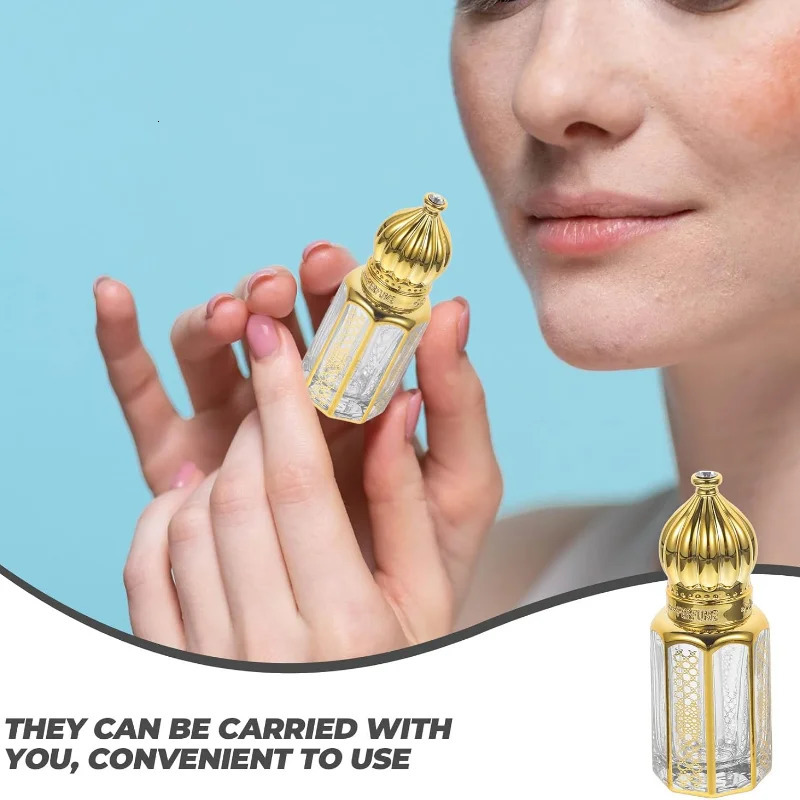 20PCS Essential Oil Bottle 3/6/12ML Portable Mini Gold Refillable Perfume Dropper Bottle Liquid Containers Roll on Bottle 250726