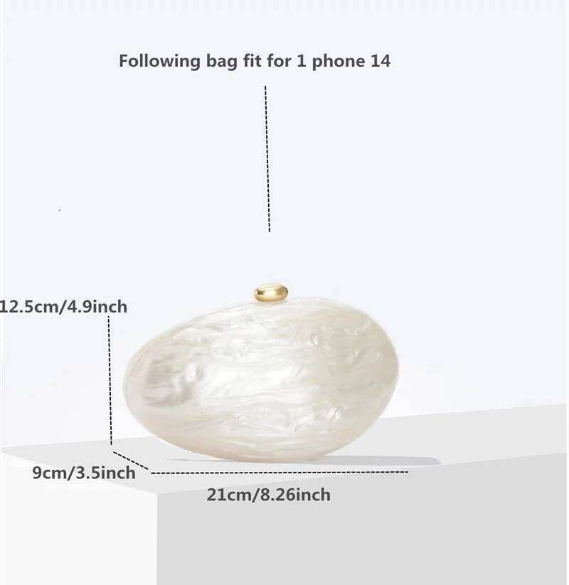 Egg Shell Clutch Bag Acrylic women wedding evening party cute ivory pearl color purse handbag summer new 2024
