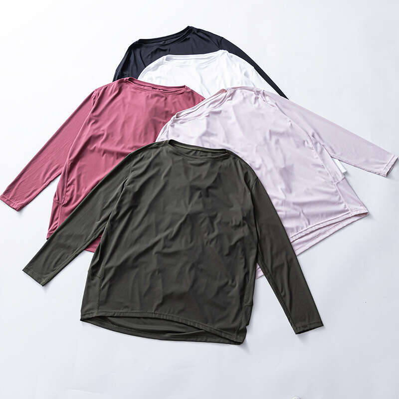 Back In Action Top Long Sleeve Women Quick-Dry Sports Yoga Loose Cover-Up Versatile Simple