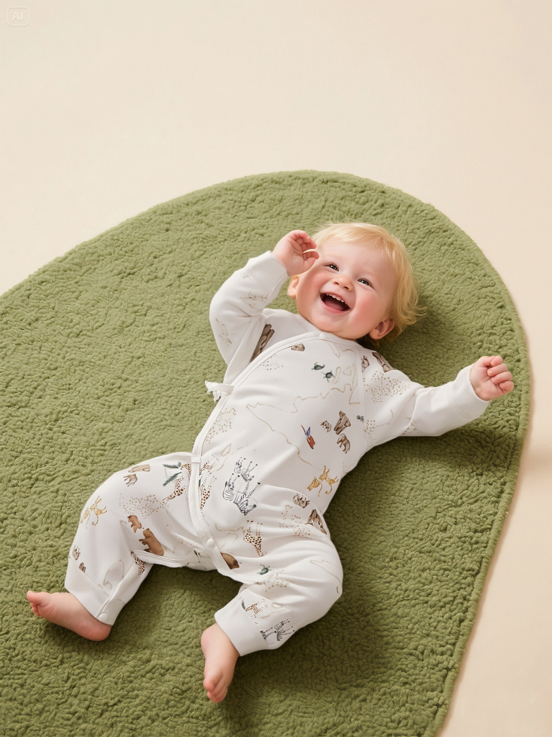 Cotton Breathable Baby All Season Bodysuit with Tie-Up