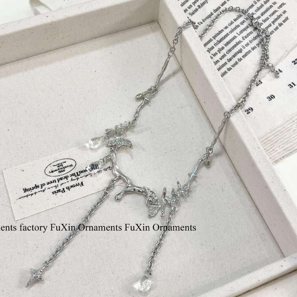 New Glazed Crystal Butterfly Sweet Cool Girl Necklace Exquisite Light High-end Versatile Fashion Accessory Trendy Fairy ce9