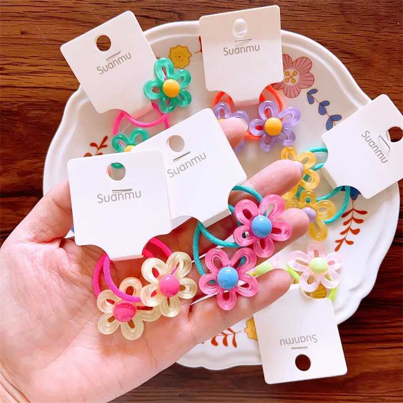 2PCS Transparent Irregular Hollow Flowers Princess Hair Accessories Girls Elastic Hair Bands Children Headwear Baby Hair Ties R250730