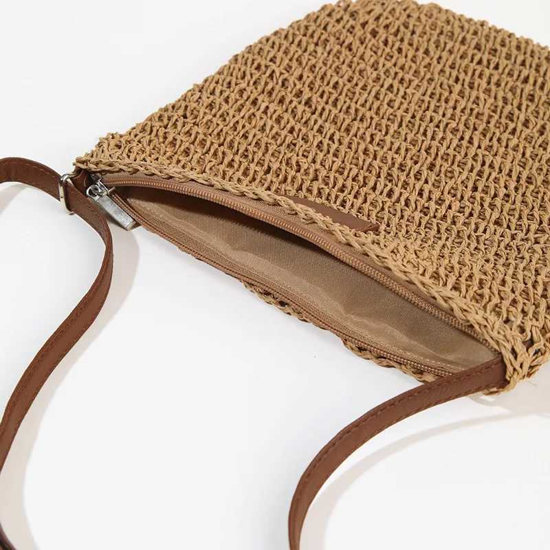 Straw woven bag single shoulder womens fashionable weaving ins style seaside beach crossbody bag for women Y250730