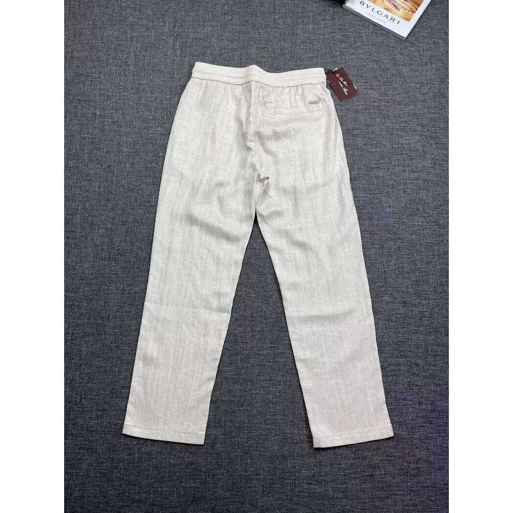 New Summer Men's Fashionable Pants with Elastic Waist and Drawstring Straight-Leg Casual Style