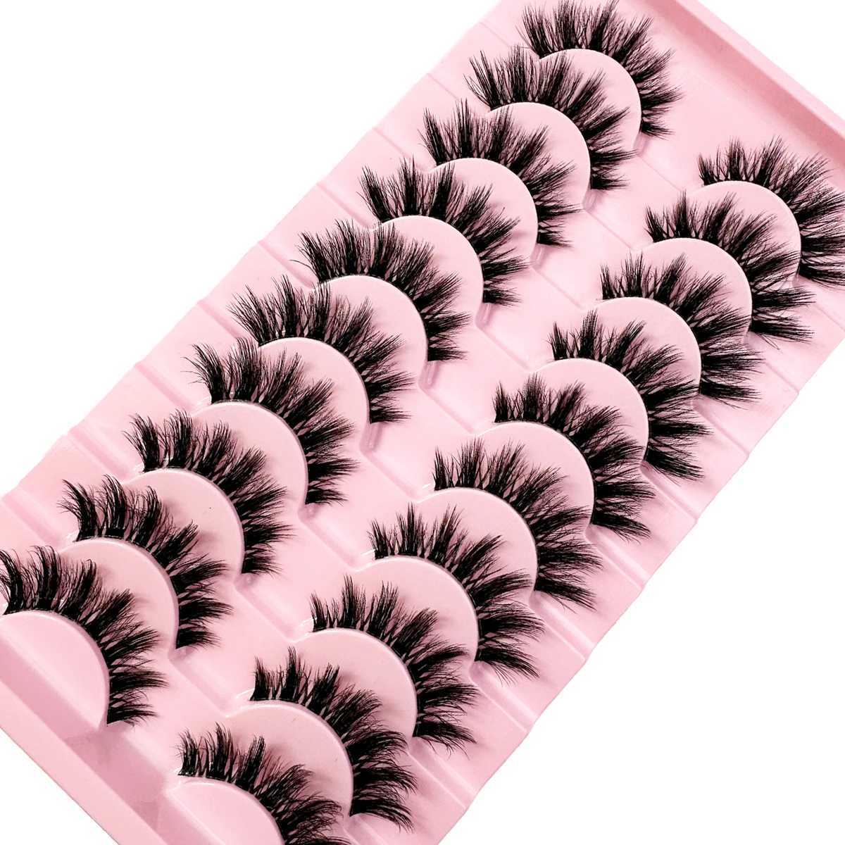 10 Pairs Natural Long Transparent Stem 3D Mink Eyelashes Manga Lashes Hot False Lashes Fluffy Soft Cross Lashes Extension Makeup Z250730